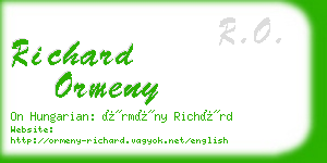 richard ormeny business card